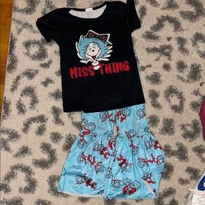 Miss Thing Cat in the Hat Set - Black & Light Blue